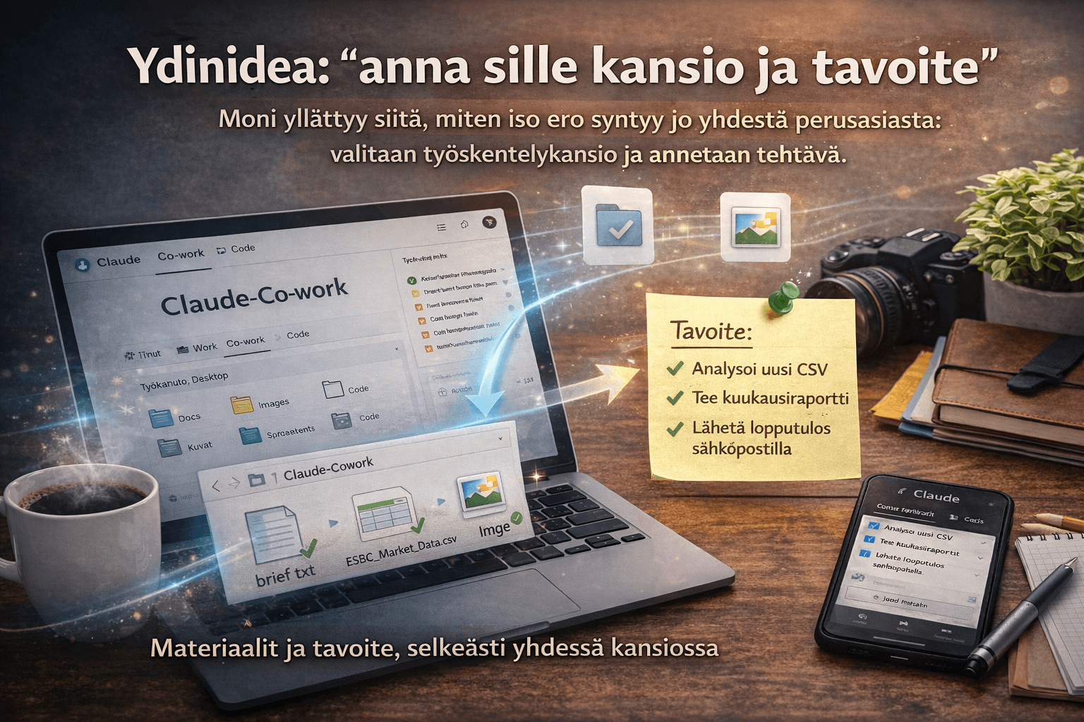 Claude Co-work toimii määritetyssä kansiossa