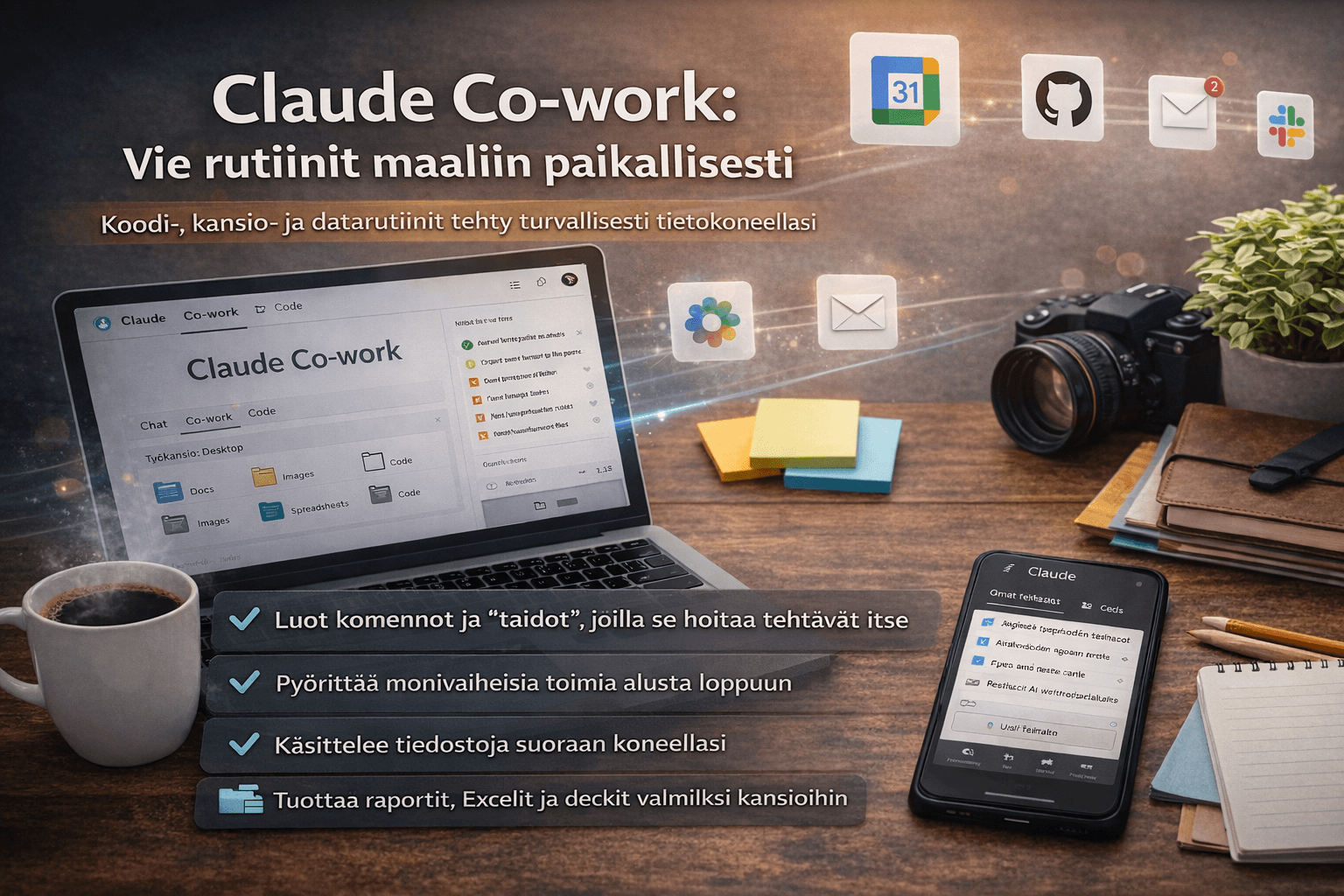 Claude Co-work: paikallisesti toimiva “digityökaveri”, joka vie työn läpi alusta loppuun