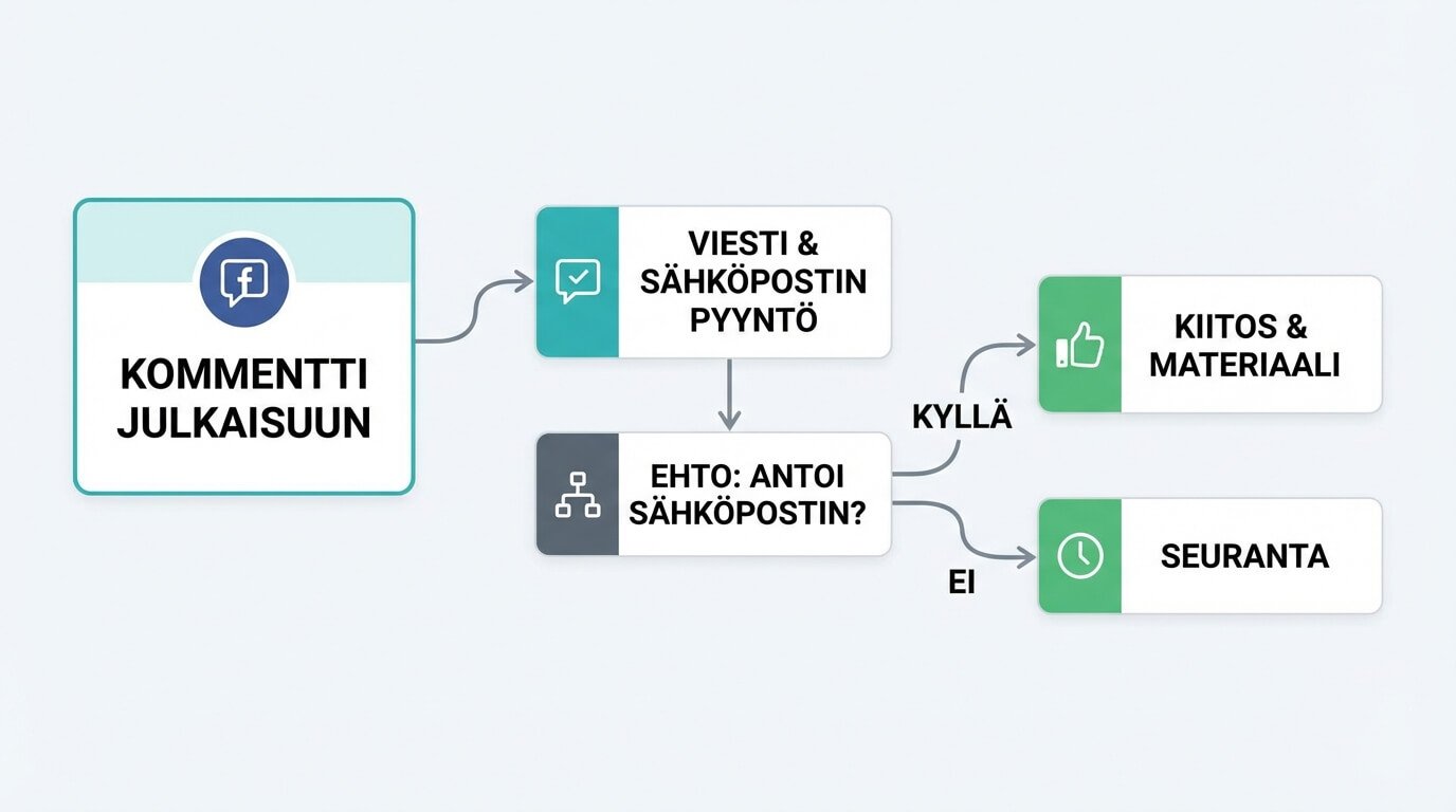 ManyChatin vahvuus on sen visuaalinen Flow Builder