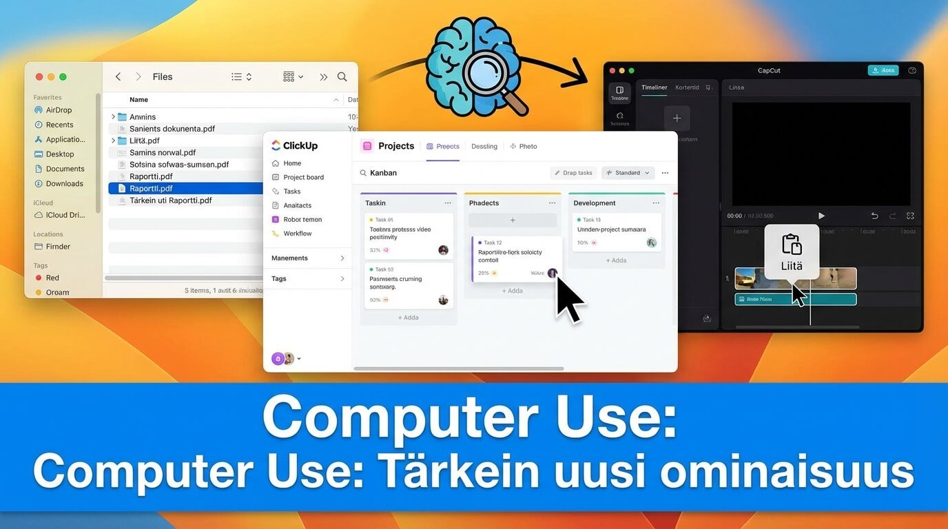 Claude Code Computer Use käyttää tietokonetta ja siirtää tiedoston sovelluksesta toiseen