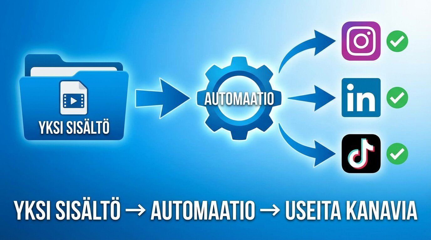 Yksi sisältö julkaistaan automaattisesti useisiin somekanaviin.