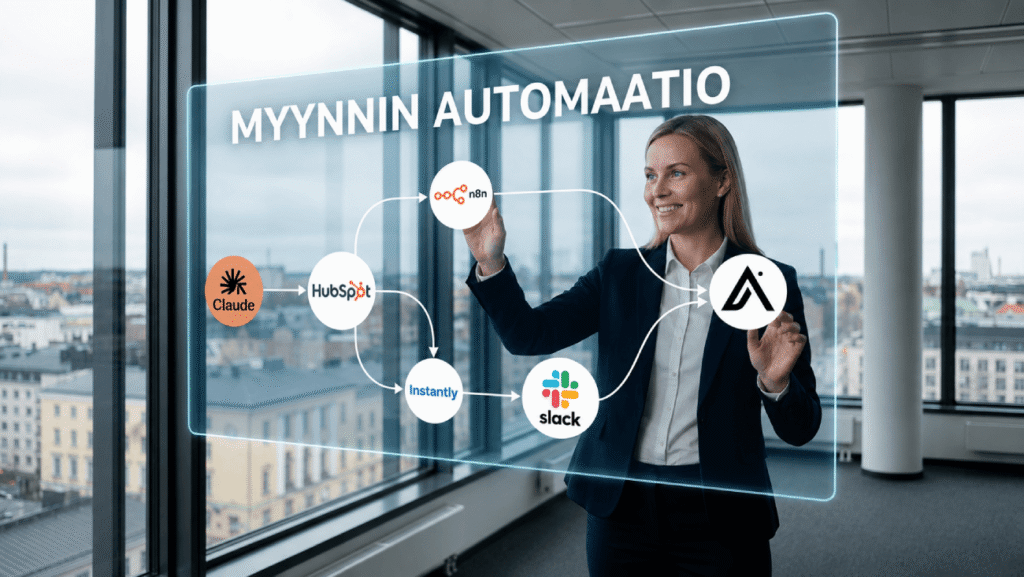 Moderni myynnin automaatiojärjestelmää toimistoympäristössä.