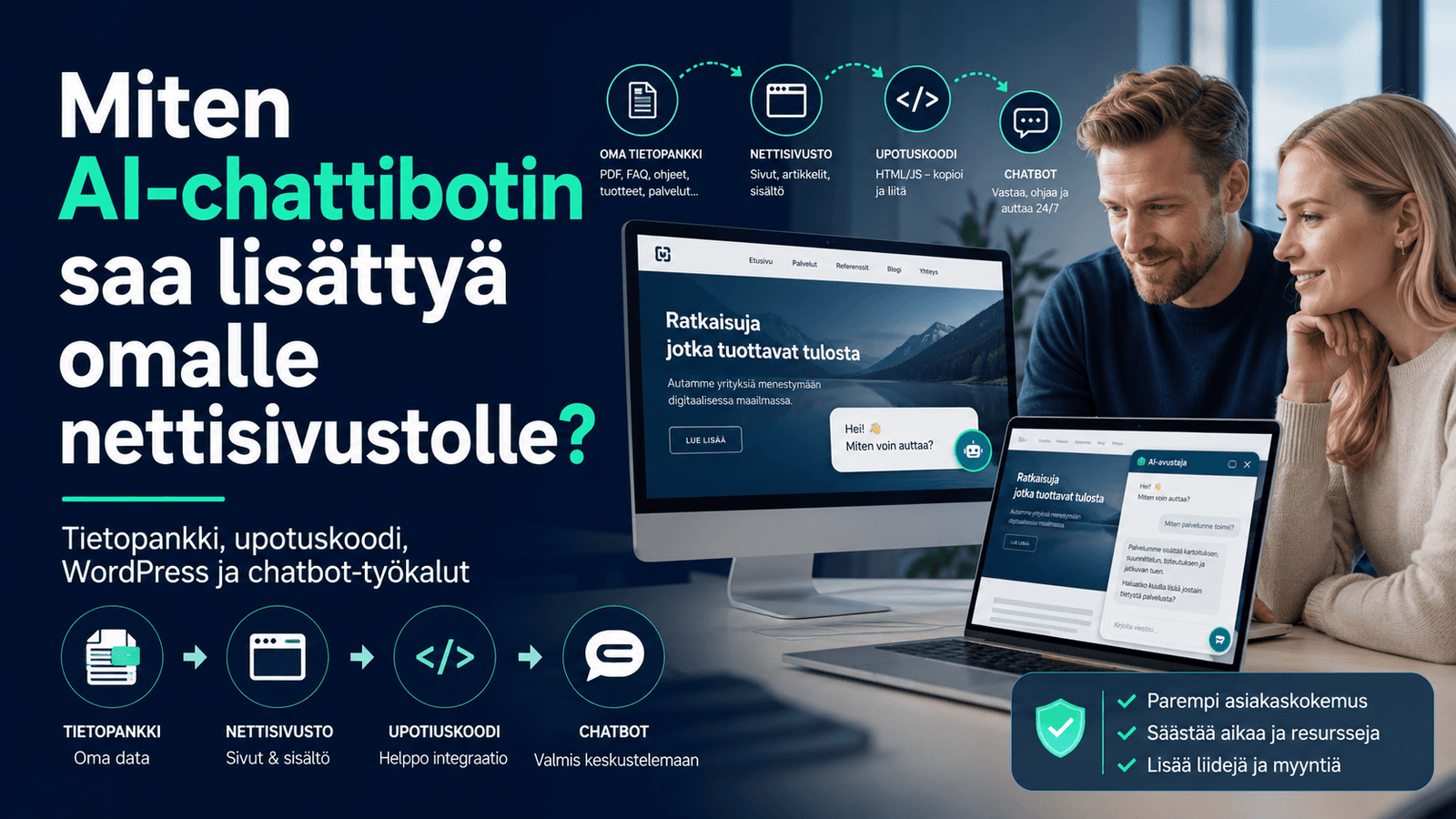 Miten AI-chattibotin saa lisättyä omalle nettisivustolle?